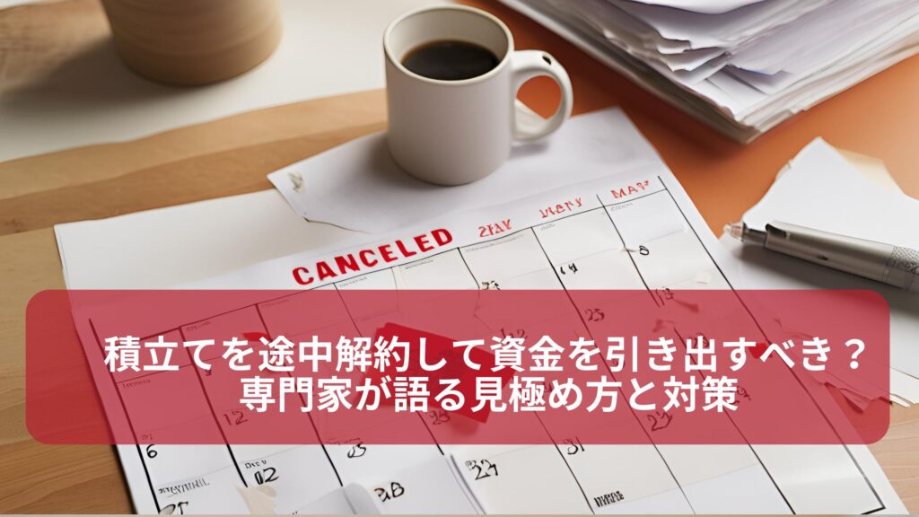 積立てを途中解約して資金を引き出すべきか迷う人に向けたアドバイス。途中解約とリスクを検討する専門家の見解。